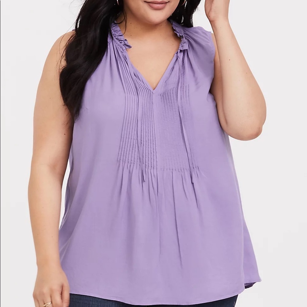 Torrid Lavender Challis Pintuck Tank Top 00